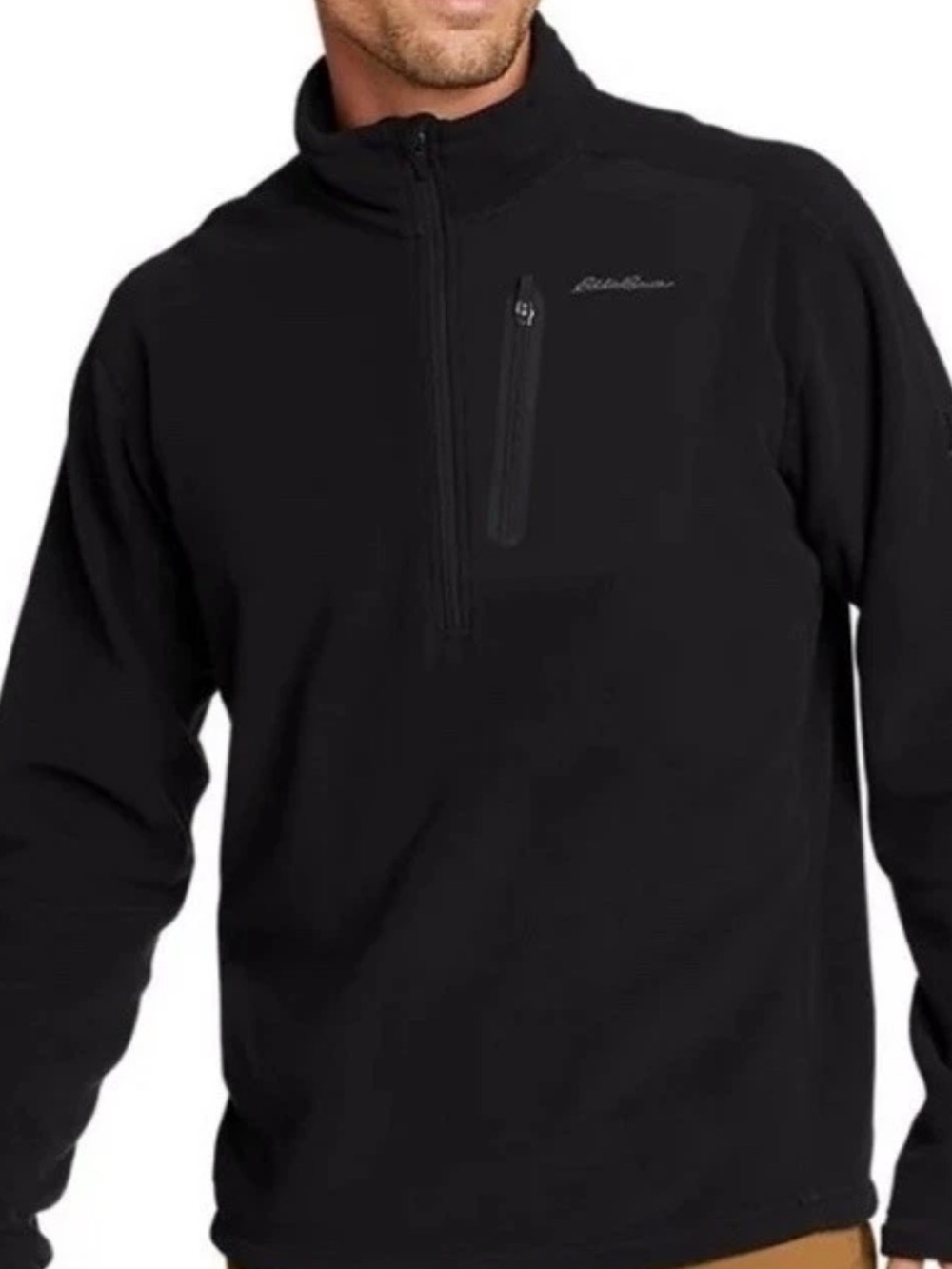 Eddie Bauer Black Quarter-Zip Lightweight Fleece Jacket